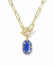 Load image into Gallery viewer, Kendra Scott Elisa Enml Lnk Chain Necklace Gold/Cobalt Illusion