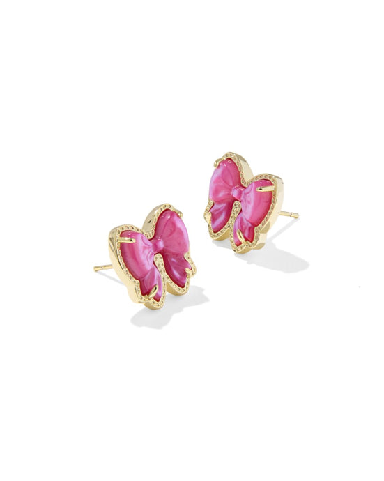 Kendra Scott Haley Bow Stud Gold Earrings in Rose Violet MOP