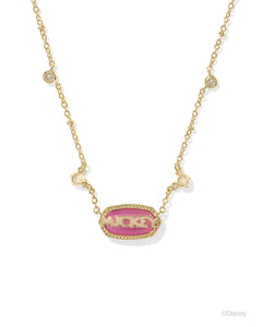 Kendra Scott Mickey Mouse Gold Elisa Necklace in Hot Pink Drusy