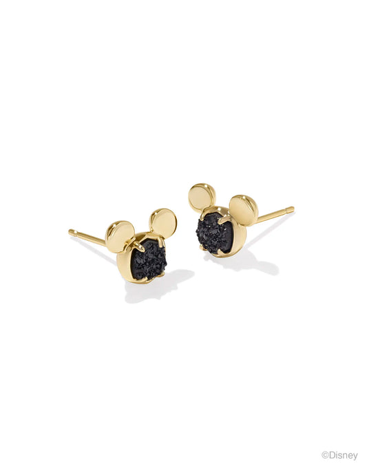 Kendra Scott Mickey Mouse Gold Stud Earrings in Black Drusy