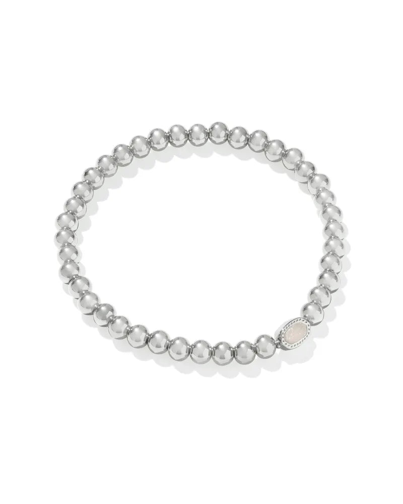 Kendra Scott Mini Elaina Stretch Bracelet Silver Iridescent Drusy