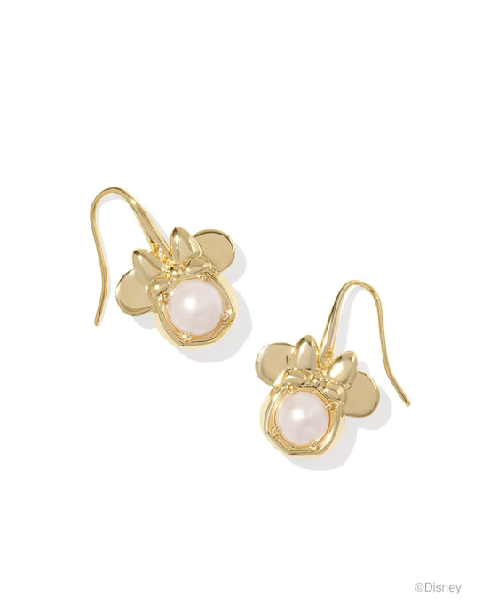 Kendra Scott Minnie Mouse Gold Drop Earrings in White Pearl