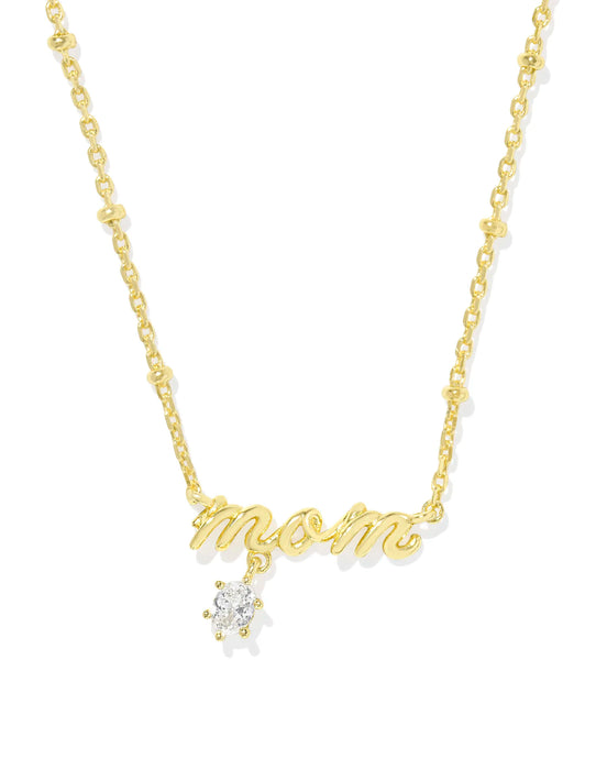 Kendra Scott Mom Crystal Pendant Necklace in Gold
