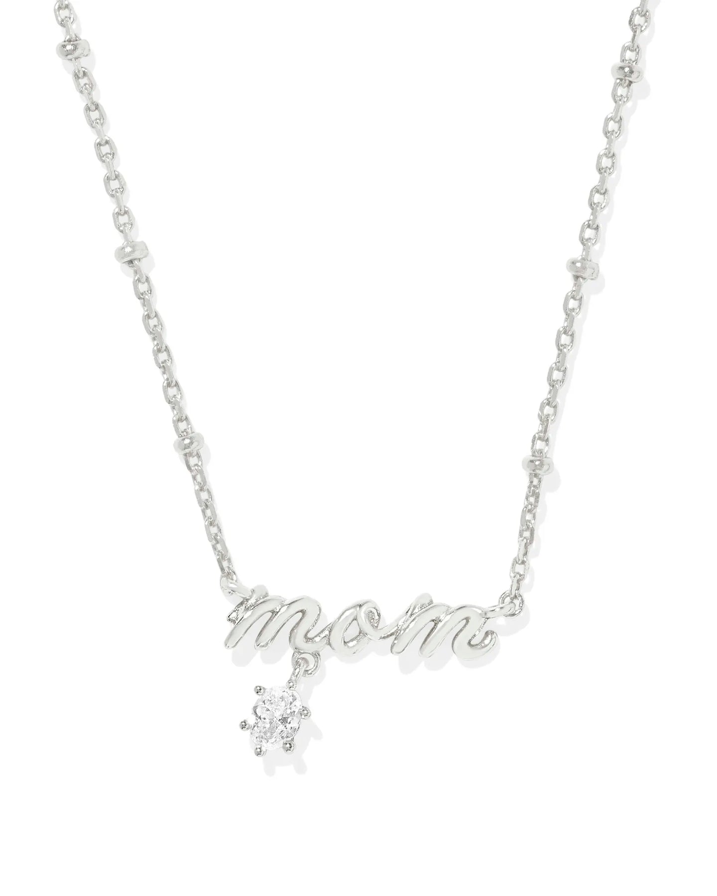 Kendra Scott Mom Crystal Pendant Necklace in Silver