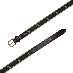 Local Boy Ribbon Belt in Olive Dog & Moon