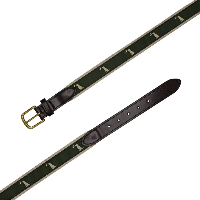 Local Boy Ribbon Belt in Olive Dog & Moon