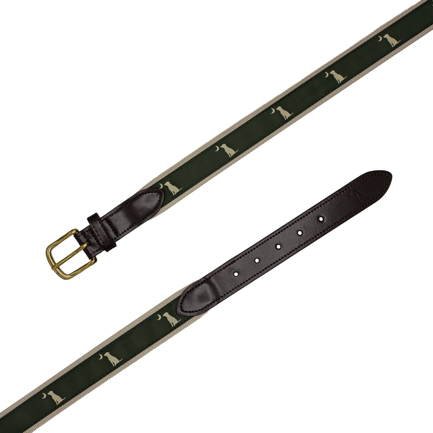 Local Boy Ribbon Belt in Olive Dog & Moon