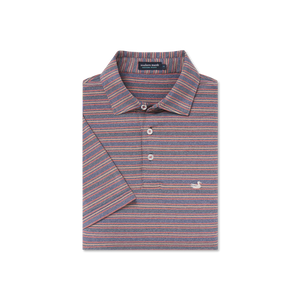 Southern Marsh Maybourne Stripe Polo in Navy & Red