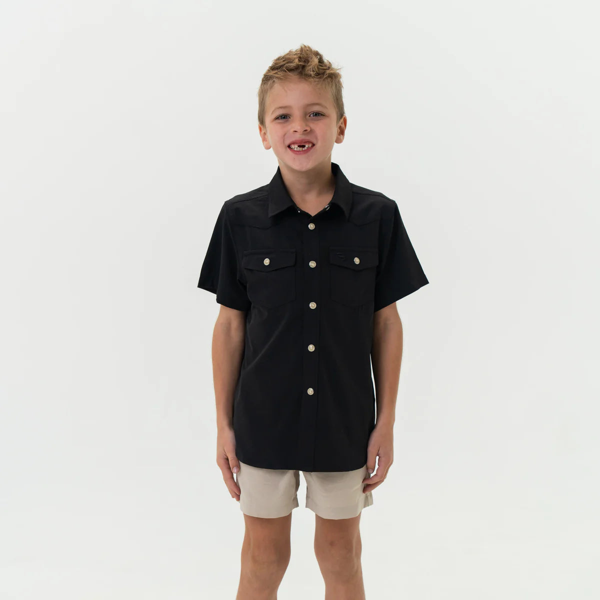 Burlebo Youth Performance Western Shirt in Black