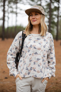 Local Girl Revive Crewneck in Forest Camo Flora