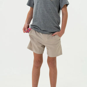 Burlebo Youth Light Khaki Everyday Shorts American Flag Pocket