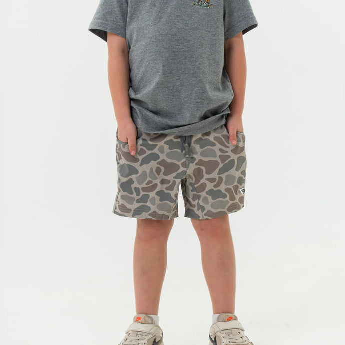 Burlebo Youth Athletic Shorts in Classic Deer Camo