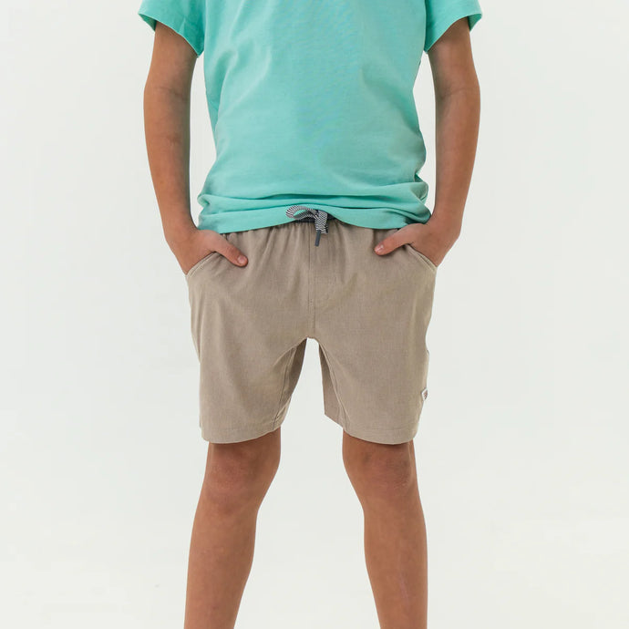 Burlebo Youth Athletic Shorts in Heather Khaki