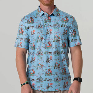 Burlebo Performance Polo in Blue Cowboy Up