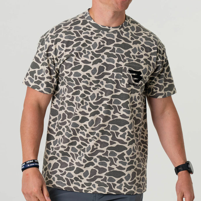 Burlebo Classic Deer Camo Flying B SS Pocket Tee