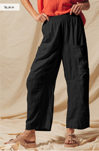 Come Alive Cotton Linen Textured Pants in Black