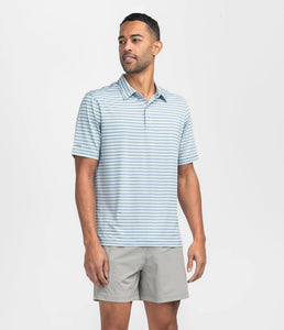Southern Shirt Co. Men's Tybee Stripe Polo in Baltic