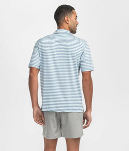 Southern Shirt Co. Men's Tybee Stripe Polo in Baltic