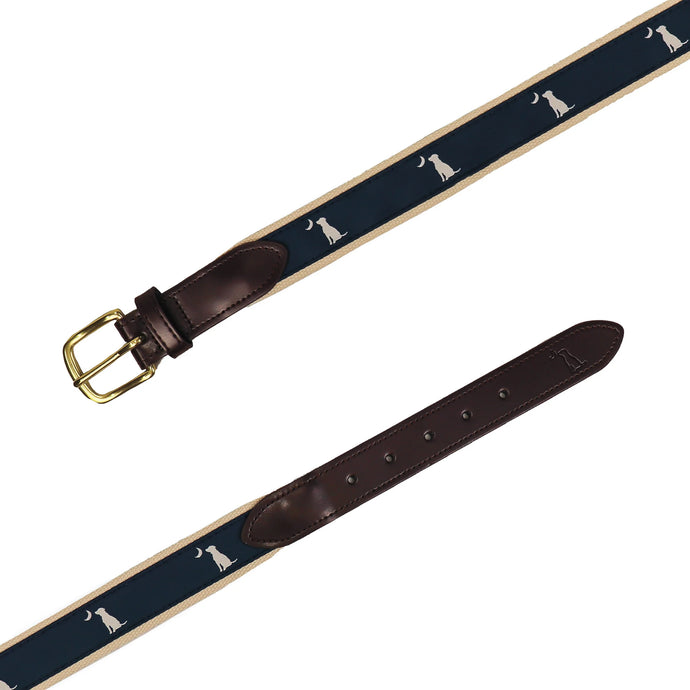 Local Boy Ribbon Belt in Blue Dog & Moon