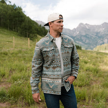 Load image into Gallery viewer, Burlebo Vintage Whitetail Aztec Heavyweight Flannel in Olive