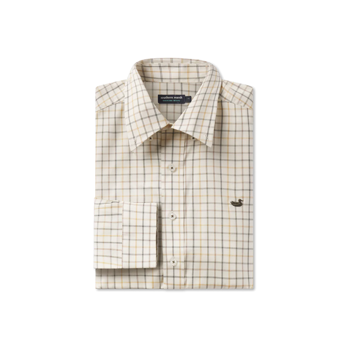 Southern Marsh Chateau Windowpane Dress Shirt in Oatmeal