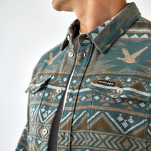 Load image into Gallery viewer, Burlebo Vintage Whitetail Aztec Heavyweight Flannel in Olive