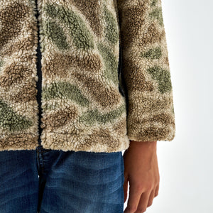 Burlebo Toddler Sherpa Full Zip Jacket in Alpine Camo