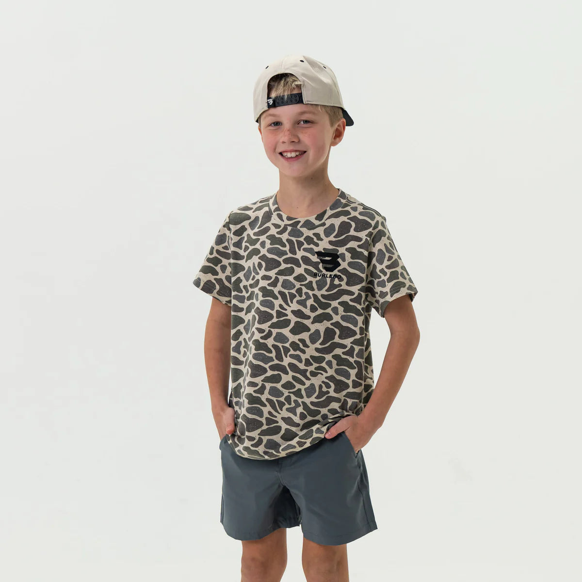 Burlebo Youth Flying B SS Tee in Classic Deer Camo