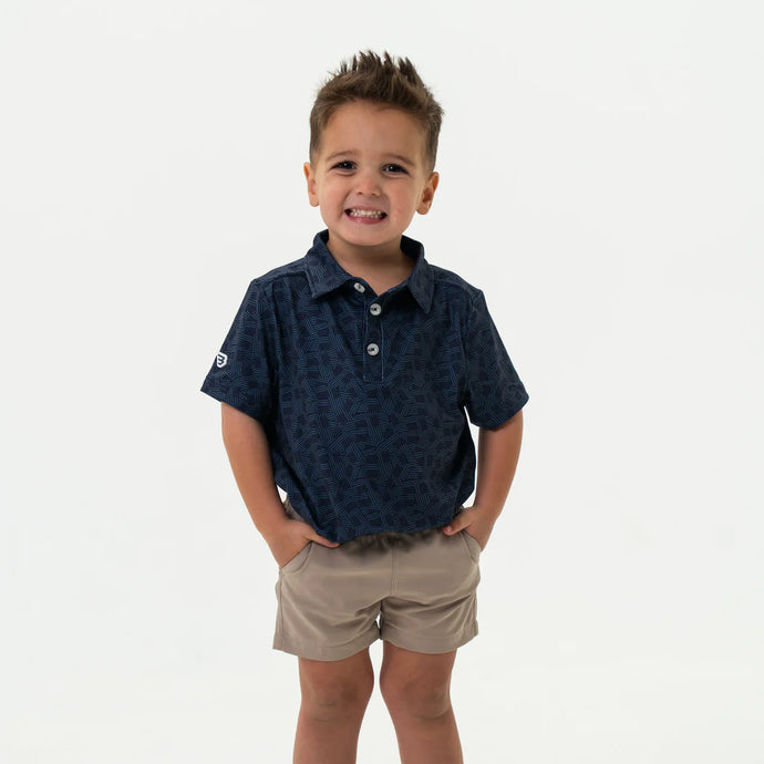 Burlebo Youth Performance Polo in Navy Stars and Stripes