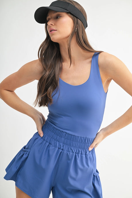 Flounce & Flow Romper in Blue