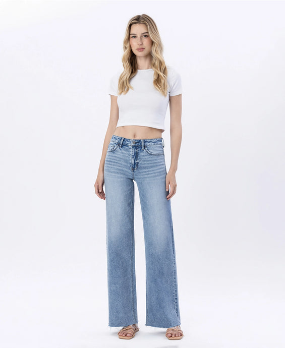 Already Have It High Rise Raw Hem Wide Jeans