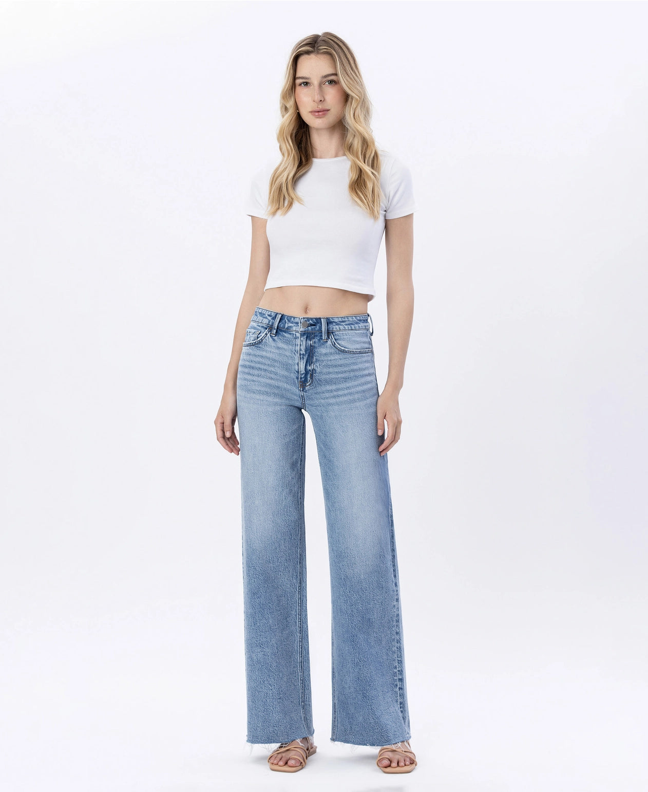 Already Have It High Rise Raw Hem Wide Jeans