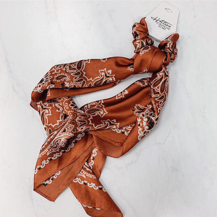 Scrunchie Scarf in Rust Paisley