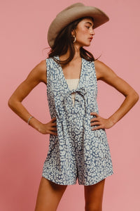 Out On The Town Leopard Denim Romper
