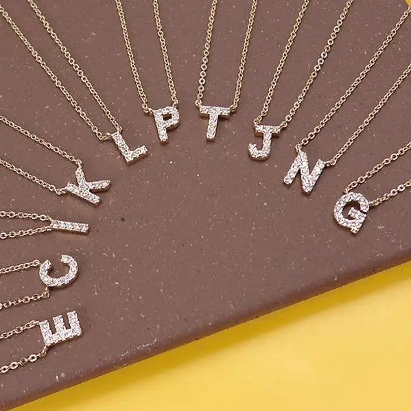Small Personalized Rhinestone Initial Necklace