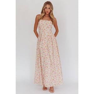 Sun On My Face Floral Flowy Maxi Dress in Pink