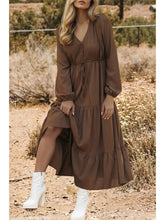 Load image into Gallery viewer, Picture Perfect LS Button V-Neck Tiered Maxi Dress