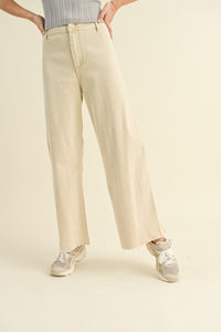 Even If Straight Wide Leg Denim Pants in Beige