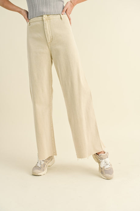 Even If Straight Wide Leg Denim Pants in Beige