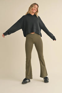 Lost My Mind Scuba Oversized Crop Hoodie in Black