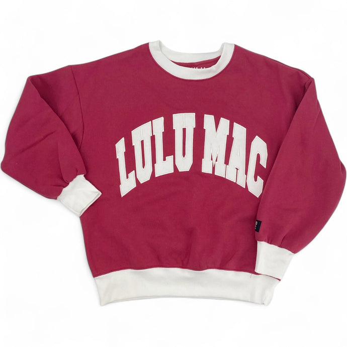Lulu Mac Color Block Stitch Sweatshirt in Plum/White