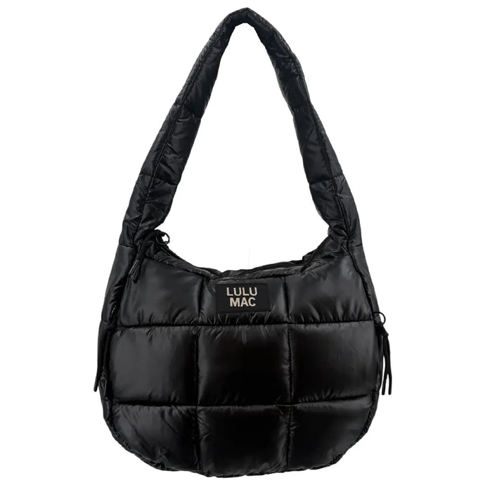Lulu Mac Puffer Metallic Tote Bag in Matte Black