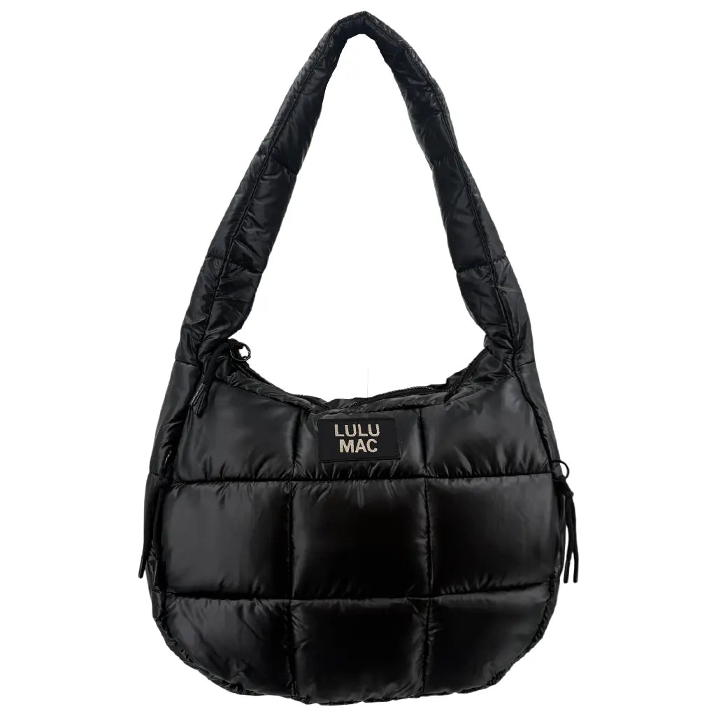 Lulu Mac Puffer Metallic Tote Bag in Matte Black