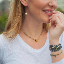 Load image into Gallery viewer, Erin Gray Small Barrel on Double Pyrite Necklace