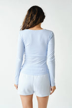 Load image into Gallery viewer, CoreClassic Micro-Ribbed Built-In Bra LS Top in Halogen Blue