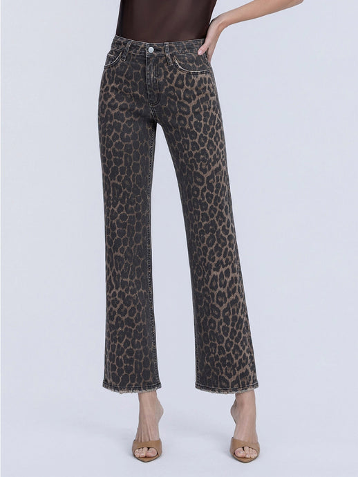 Feeling Lucky Leopard Slim Wide Jeans