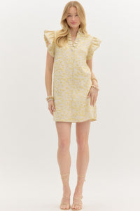 Heart Of Gold Bubble Flutter Sleeve Mini Dress