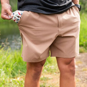 Burlebo 7" Everyday Shorts in Desert Tan with Flying Ducks Pocket