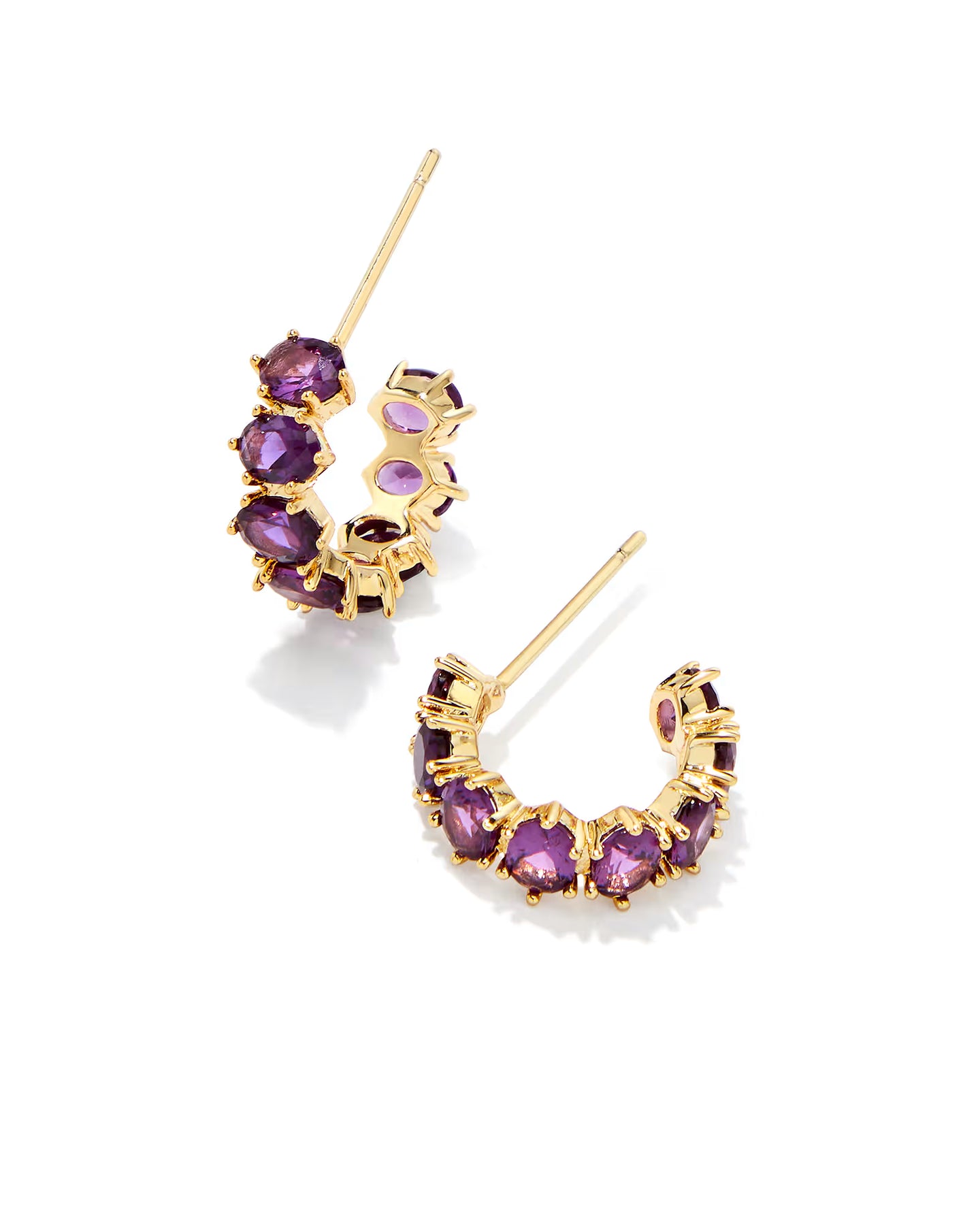 Kendra Scott Gold Cailin Huggie Earrings in Purple Crystal