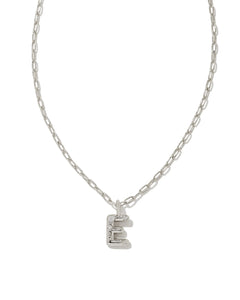 Kendra Scott Crystal Letter E Silver Metal Necklace